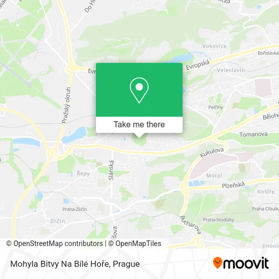 Карта Mohyla Bitvy Na Bílé Hoře