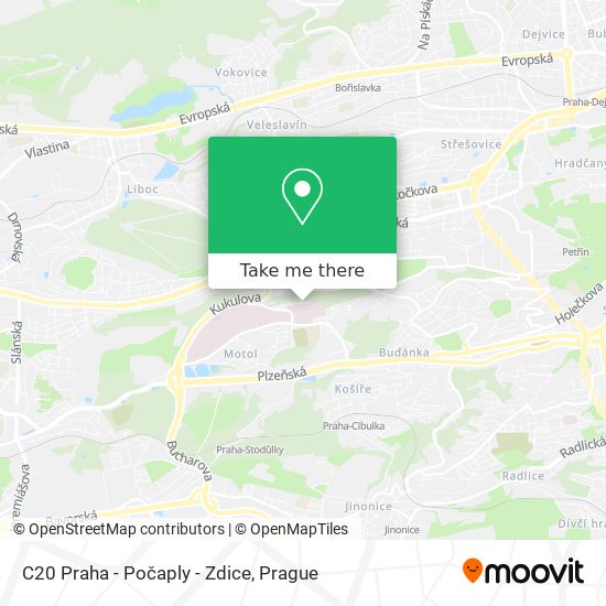 C20 Praha - Počaply - Zdice map