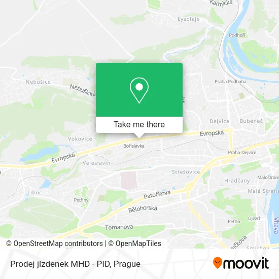 Карта Prodej jízdenek MHD - PID