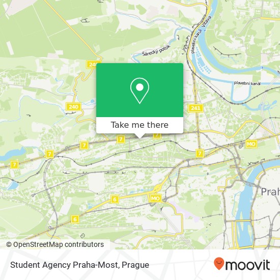 Student Agency Praha-Most map