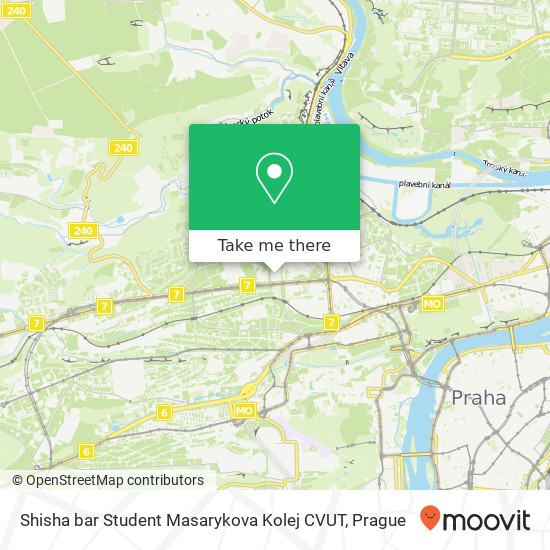 Карта Shisha bar Student Masarykova Kolej CVUT