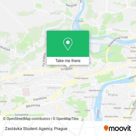 Карта Zastávka Student Agency