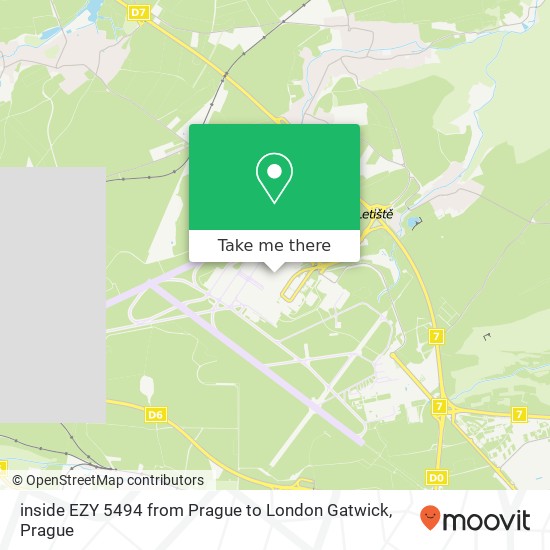 inside EZY 5494 from Prague to London Gatwick map