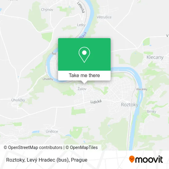 Карта Roztoky, Levý Hradec (bus)