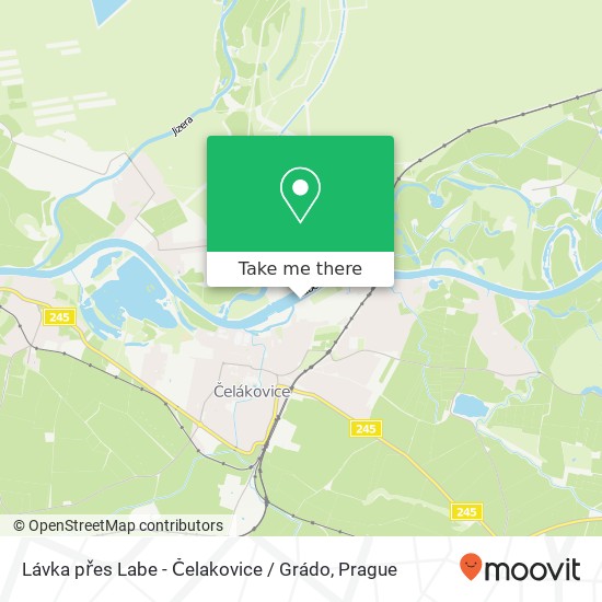 Lávka přes Labe - Čelakovice / Grádo map