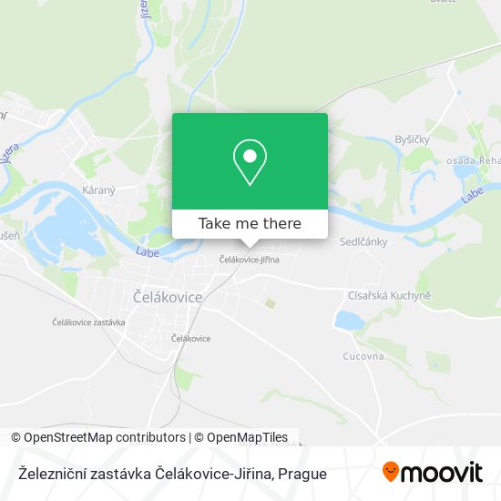 Železniční zastávka Čelákovice-Jiřina map