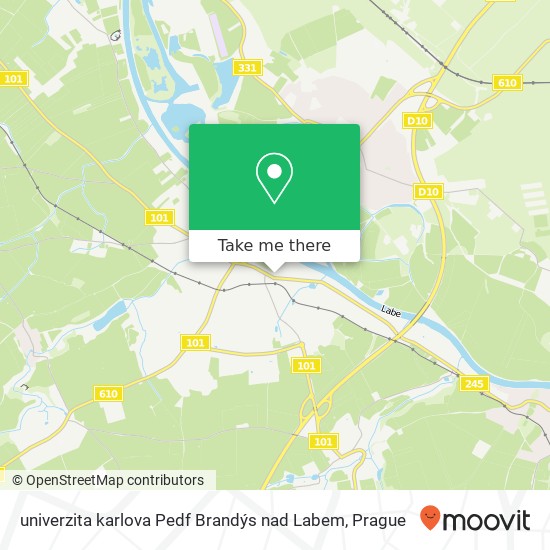 univerzita karlova Pedf Brandýs nad Labem map