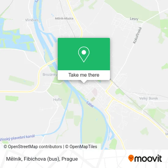Карта Mělník, Fibichova (bus)