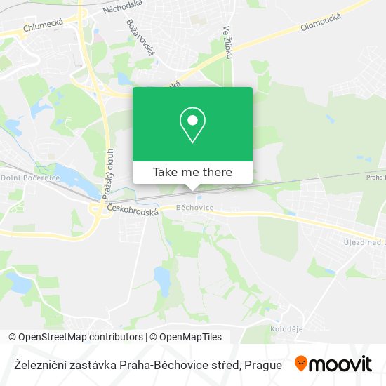 Карта Železniční zastávka Praha-Běchovice střed