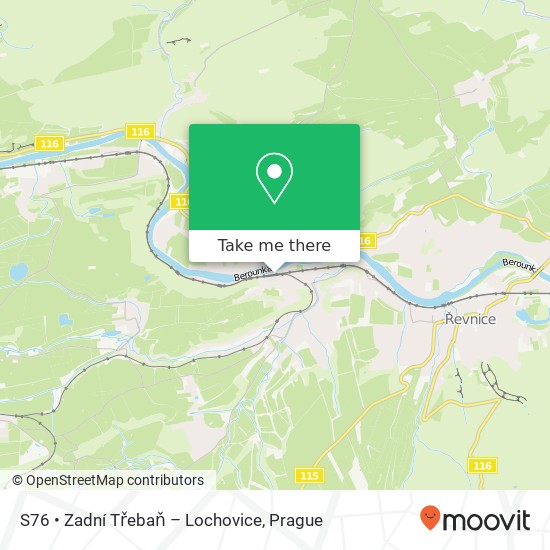 Карта S76 • Zadní Třebaň – Lochovice