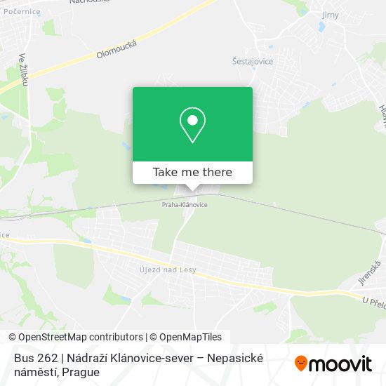 Bus 262 | Nádraží Klánovice-sever – Nepasické náměstí map