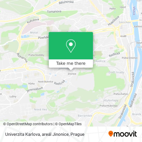 Univerzita Karlova, areál Jinonice map