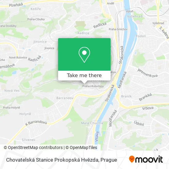 Карта Chovatelská Stanice Prokopská Hvězda