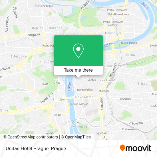 Карта Unitas Hotel Prague