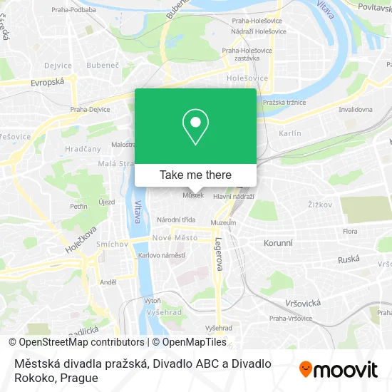 Карта Městská divadla pražská, Divadlo ABC a Divadlo Rokoko