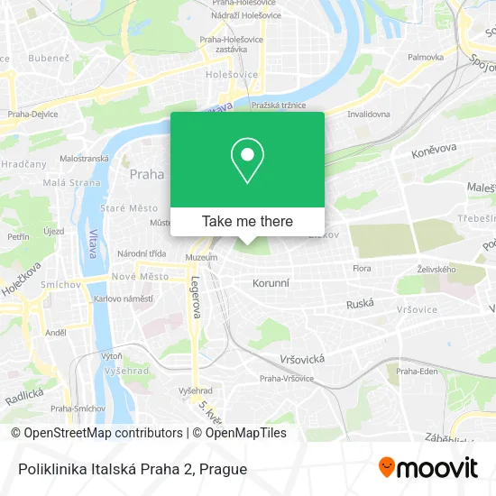 Карта Poliklinika Italská Praha 2