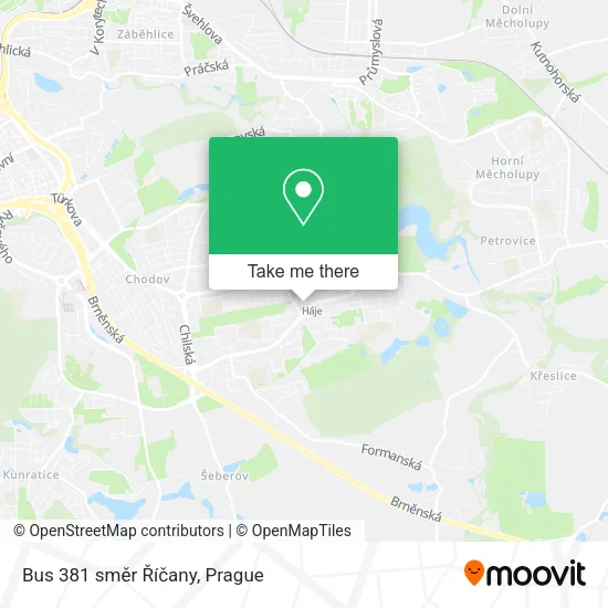 Bus 381 směr Říčany map