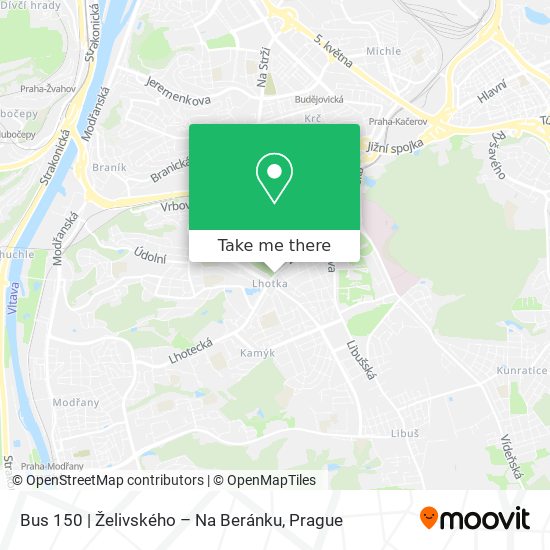 Карта Bus 150 | Želivského – Na Beránku