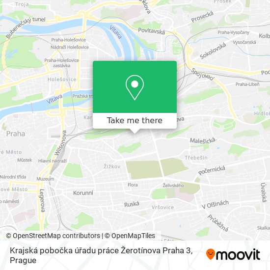 Krajská pobočka úřadu práce Žerotínova Praha 3 map