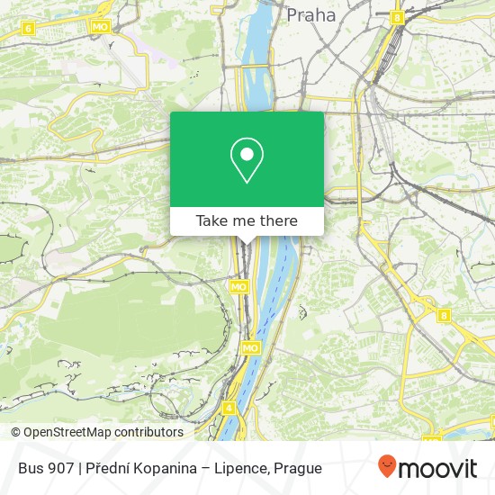 Bus 907 | Přední Kopanina – Lipence map