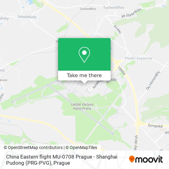 Карта China Eastern flight MU-0708 Prague - Shanghai Pudong (PRG-PVG)