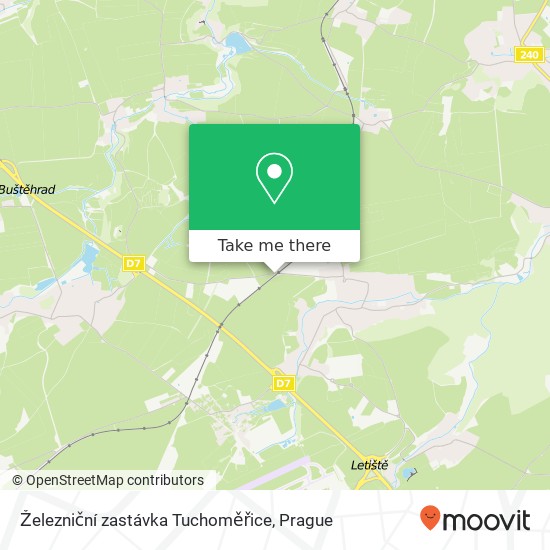 Železniční zastávka Tuchoměřice map