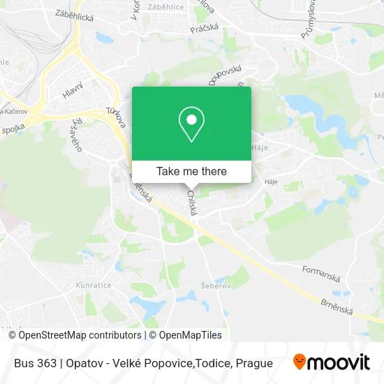 Карта Bus 363 | Opatov - Velké Popovice,Todice