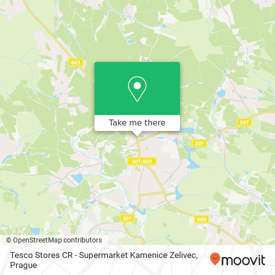 Tesco Stores CR - Supermarket Kamenice Zelivec map