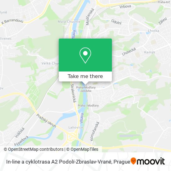 In-line a cyklotrasa A2 Podolí-Zbraslav-Vrané map