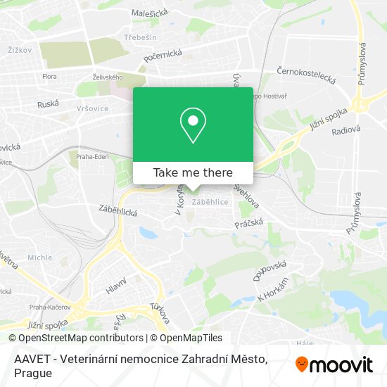 Карта AAVET - Veterinární nemocnice Zahradní Město