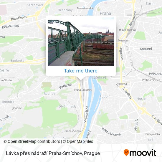 Lávka přes nádraží Praha-Smíchov map