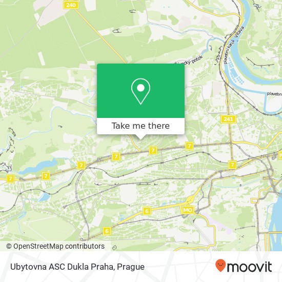Карта Ubytovna ASC Dukla Praha