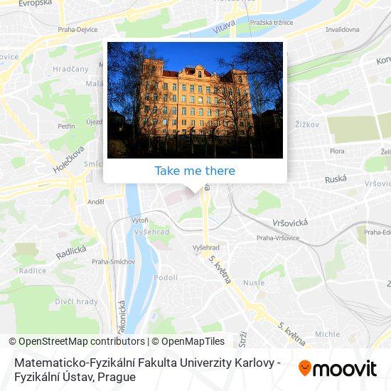 Карта Matematicko-Fyzikální Fakulta Univerzity Karlovy - Fyzikální Ústav