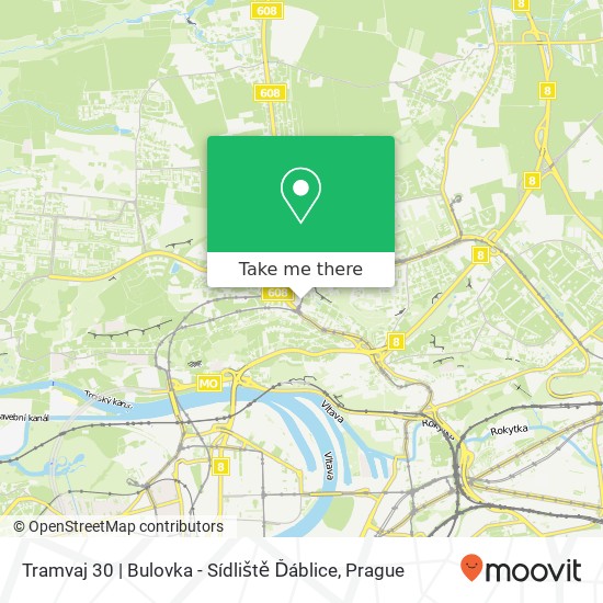 Tramvaj 30 | Bulovka - Sídliště Ďáblice map