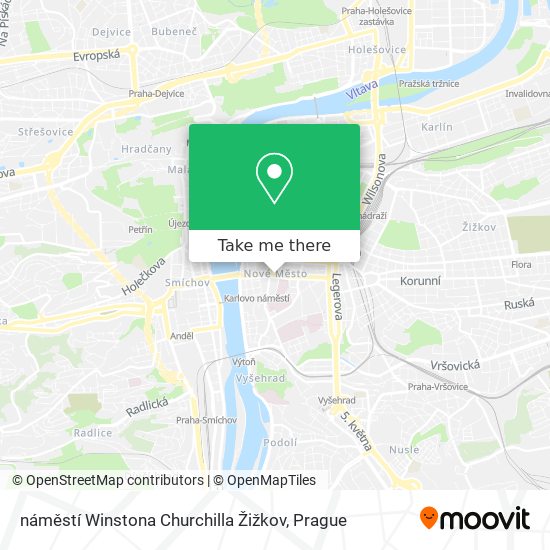 Карта náměstí Winstona Churchilla Žižkov