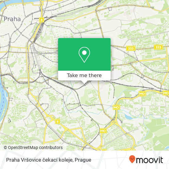 Карта Praha Vršovice čekací koleje