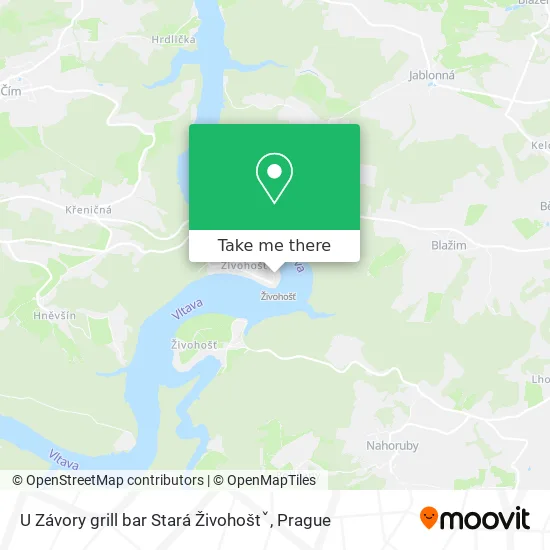Карта U Závory grill bar Stará Živohoštˇ