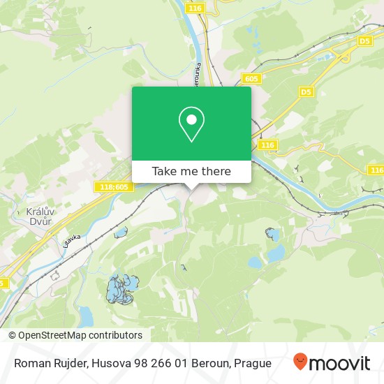 Карта Roman Rujder, Husova 98 266 01 Beroun