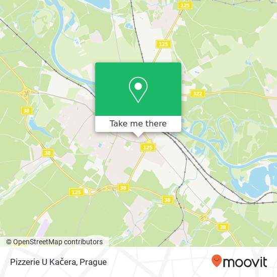 Карта Pizzerie U Kačera, Heverova 280 02 Kolín