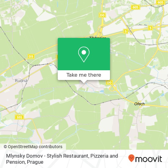 Карта Mlynsky Domov - Stylish Restaurant, Pizzeria and Pension, Hornická 252 25 Jinočany