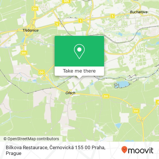 Карта Bilkova Restaurace, Černovická 155 00 Praha