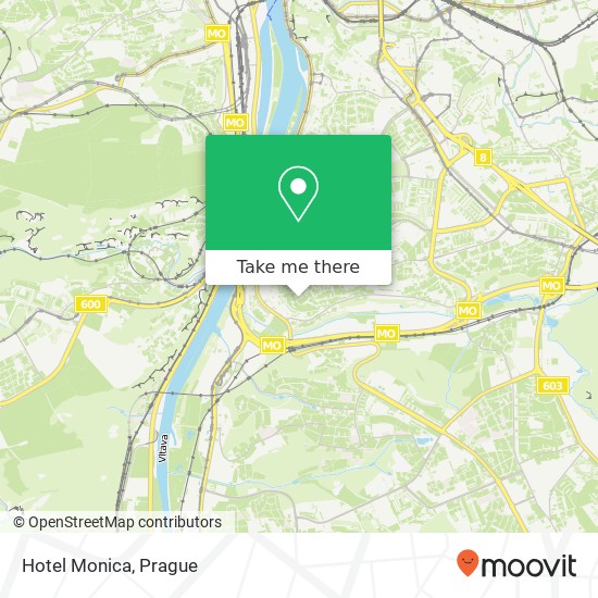 Карта Hotel Monica, Vlnitá 147 00 Praha