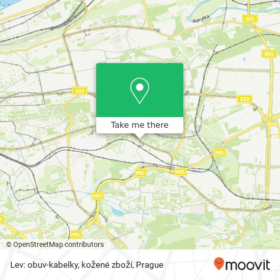 Lev: obuv-kabelky, kožené zboží, Průběžná 387 / 41 100 00 Praha map