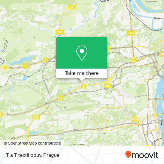 T a T textil obuv, Radimova 40 169 00 Praha map