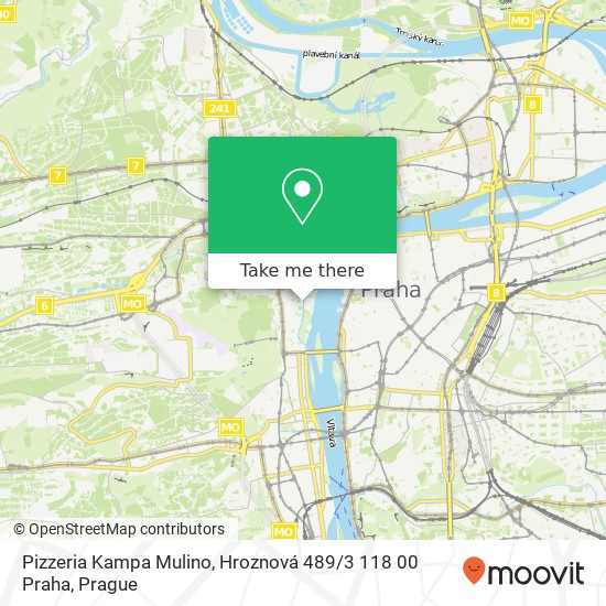 Карта Pizzeria Kampa Mulino, Hroznová 489 / 3 118 00 Praha