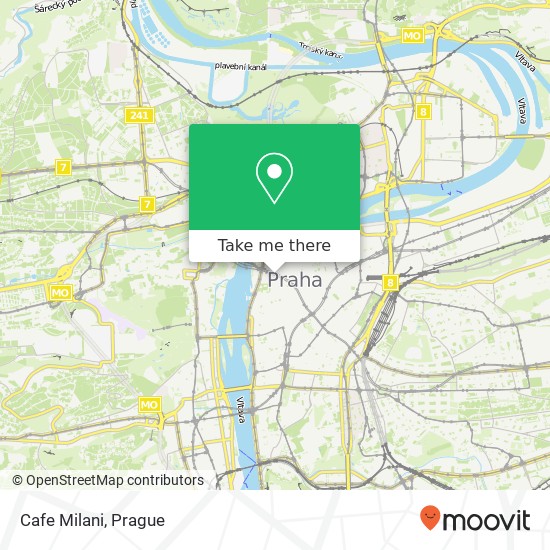Карта Cafe Milani, Kaprova 110 00 Praha