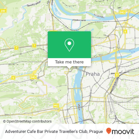 Карта Adventurer Cafe Bar Private Traveller's Club, Valdštejnské náměstí 522 / 7 118 00 Praha