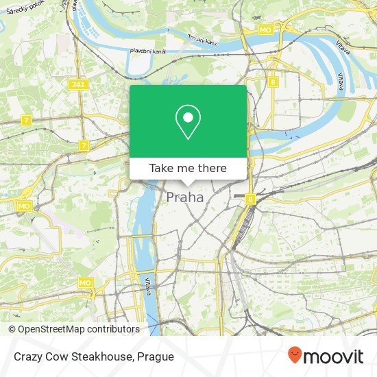 Карта Crazy Cow Steakhouse, Dlouhá 8 110 00 Praha