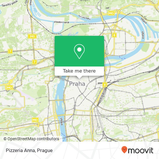 Карта Pizzeria Anna, Dlouhá 618 / 14 110 00 Praha