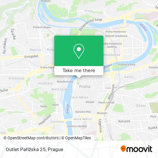 Outlet Pařížská 25 map